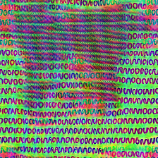 zer0int1's tweet photo. Let's just see what #OpenVision ViT-Large-14 224 features look like.

Layer 4 + 5 text salience features. :)

(That's a feature activation max visualization - a 'neuron' from inside the #AI!) 
#AIart https://t.co/WlYOkUqG7d
