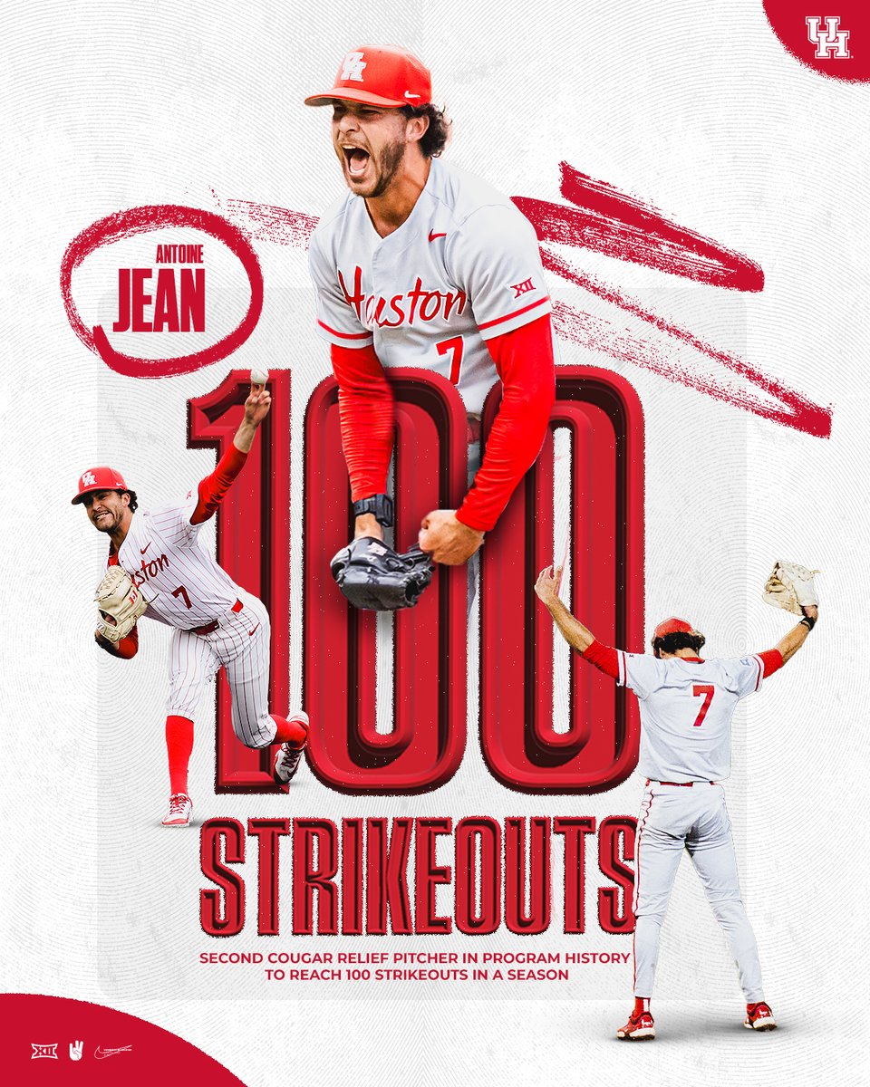 100 STRIKEOUTS! 

Antoine Jean joins the 100K club and is the second Cougar reliever in program history to reach the milestone in a single season 💯