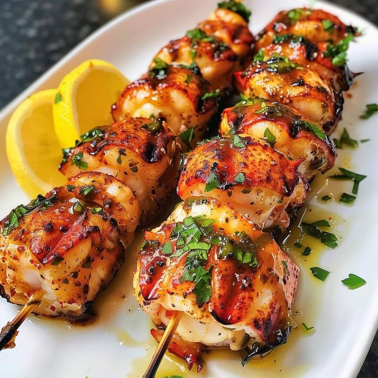 Drunken Lobster Tail Skewers