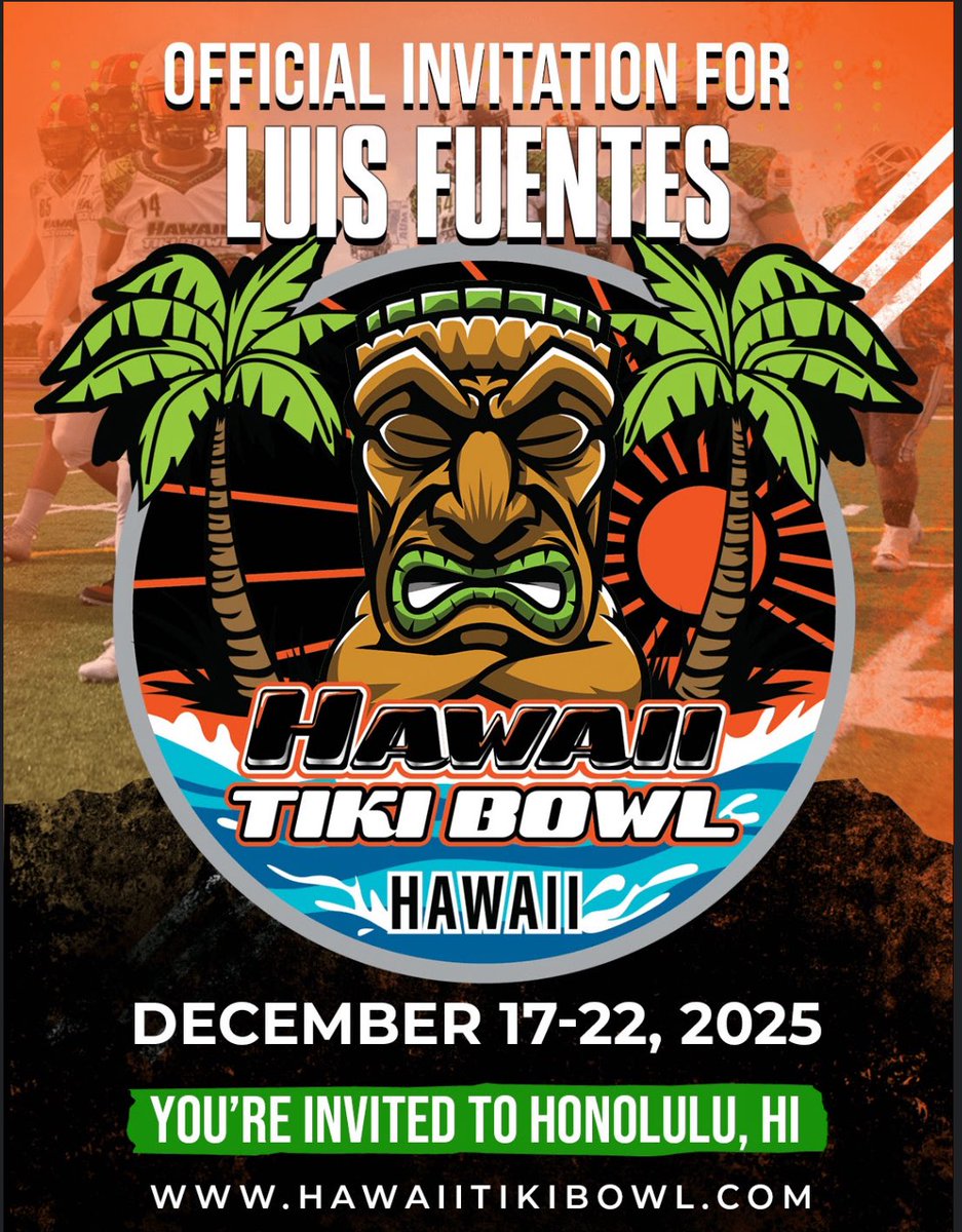 Luis Fuentes (@luisfuentes92) on Twitter photo Thank you <a href="/FillippSAU/">Vince Fillipp</a> for the invitation to the <a href="/HawaiiTikiBowl/">Hawaii Tiki Bowl</a> can’t wait to be in Hawaii. <a href="/PaloDuroDonsFB/">PaloDuroDonsFootball</a> <a href="/Eric_Mims_Sr/">Coach Eric Mims, Sr.</a> <a href="/HawthorneCoach/">Joe Hawthorne</a> <a href="/Dannie_Snyder52/">DANNIE RAY</a> <a href="/bradytnix/">Brady Nix</a> Thank you <a href="/FillippSAU/">Vince Fillipp</a> for the invitation to the <a href="/HawaiiTikiBowl/">Hawaii Tiki Bowl</a> can’t wait to be in Hawaii. <a href="/PaloDuroDonsFB/">PaloDuroDonsFootball</a> <a href="/Eric_Mims_Sr/">Coach Eric Mims, Sr.</a> <a href="/HawthorneCoach/">Joe Hawthorne</a> <a href="/Dannie_Snyder52/">DANNIE RAY</a> <a href="/bradytnix/">Brady Nix</a>