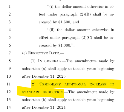 5/x

Hrm. This is interesting. The current large Standard Deduction would be made permanent... that part's simple. 

But...

There'd also be an even higher, temporary standard deduction for 4 years, BEGINNING THIS YEAR.