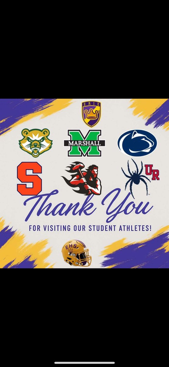 Appreciate these universities for stopping by EHS to visit our student athletes… #EHSFB #AllErie #AllIn