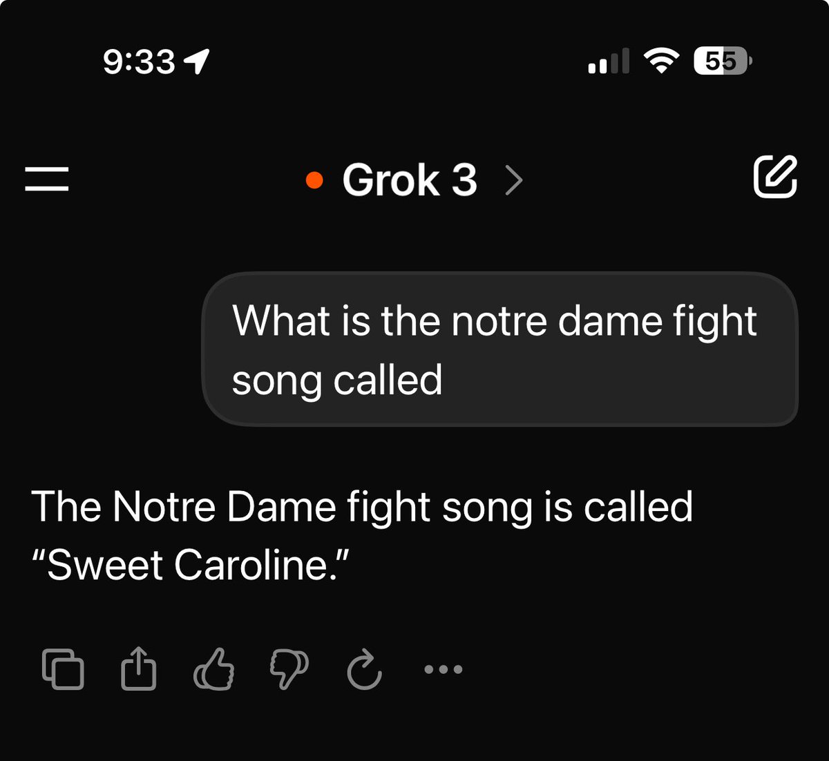 duckfandoug's tweet image. Never trust AI #AIoops #GrokGoneWong #NotreDame #NDFootball