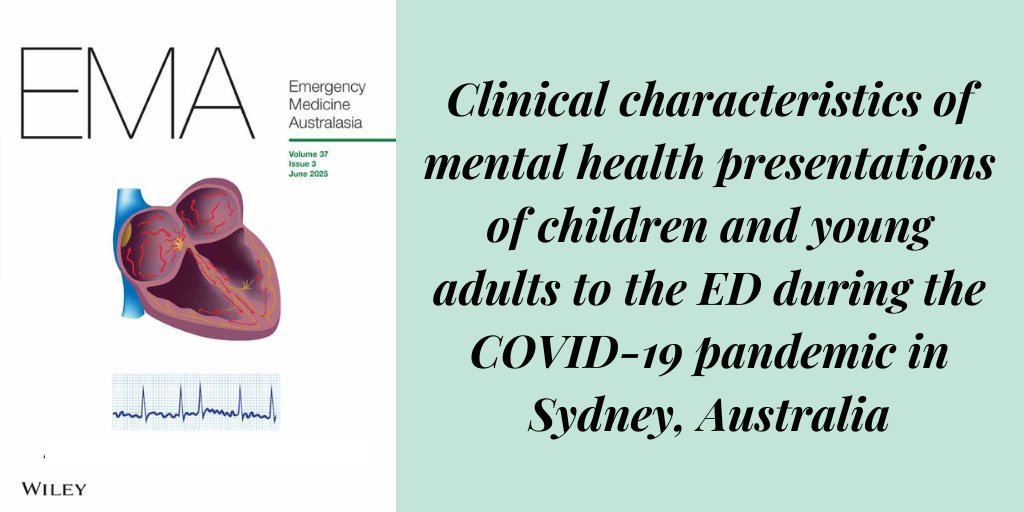 EMA Journal (@emajournal) on Twitter photo Clinical characteristics of mental health ED presentations of children and young adults, aged 10–24 years presenting during the COVID-19 pandemic response
doi.org/10.1111/1742-6…
<a href="/mmdinh/">Michael Dinh</a>
<a href="/WileyHealth/">Wiley Clinical Health</a> <a href="/acemonline/">ACEM</a> Clinical characteristics of mental health ED presentations of children and young adults, aged 10–24 years presenting during the COVID-19 pandemic response
doi.org/10.1111/1742-6…
<a href="/mmdinh/">Michael Dinh</a>
<a href="/WileyHealth/">Wiley Clinical Health</a> <a href="/acemonline/">ACEM</a>