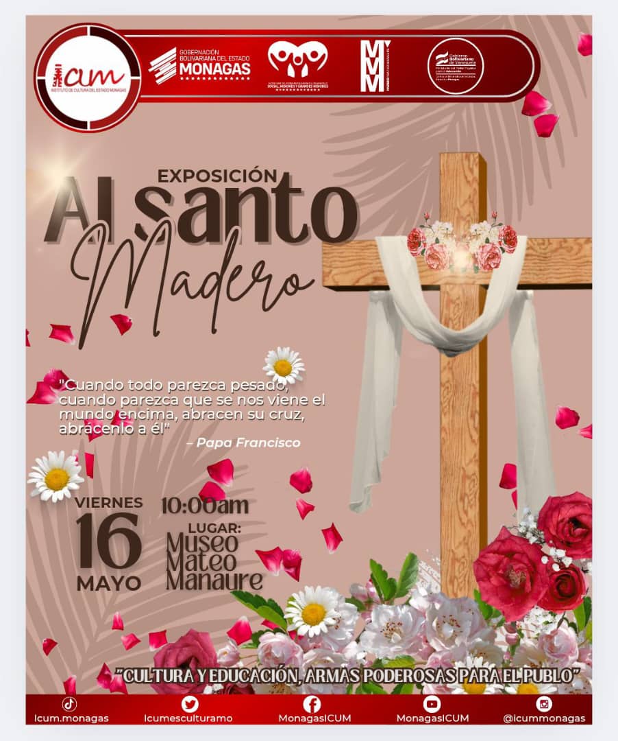 En una perfecta sinergia cultura-educación, en el Instituto de Cultura del Estado Monagas a través del Museo Mateo Manaure*, nos preparamos para celebrar una gran muestra de Cruces denominada "al santo madero" y dónde se harán presentes más de 50 colegios de todo el estado