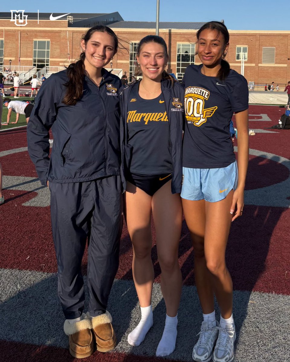 One new program record and two program records tied! 💪

Riley Ward - Javelin (42.35 meters)
Annika Bynum - High Jump (1.80 meters)
Julia Beck - 100 Hurdles - (13.92 seconds)

#WeAreMarquette