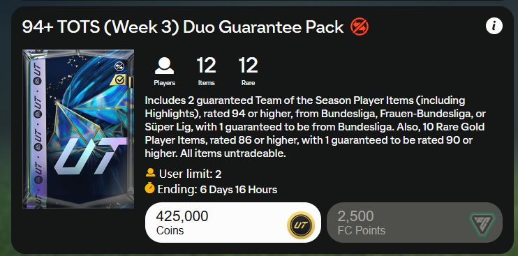 MmoexpService's tweet photo. Who needs 94+ TOTS (Week 3) Duo Guarantee Pack for Free?

✅Follow me 
✅Retweet

I'll pick winners very soon. Good luck to you and wish you could pack god Bundesliga TOTS cards!

#FC25 https://t.co/GNz6KkuiV2