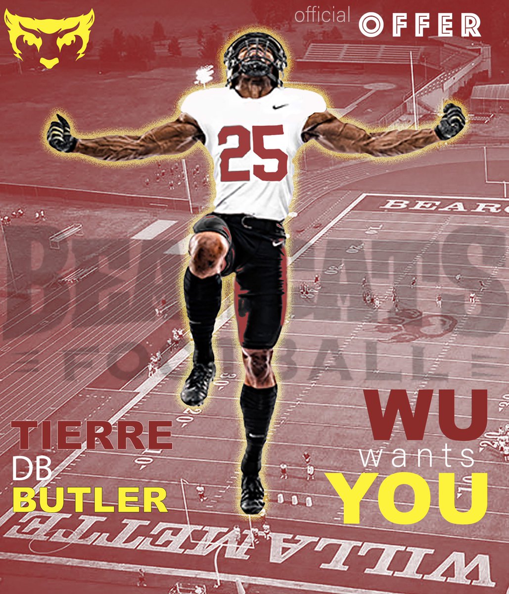 Tierre Butler (@tierre44) on Twitter photo I'm Blessed to announce I have received an official offer from Willamette University!!
<a href="/Rude_WUBearcats/">Tim Rude</a> <a href="/ValleyCollegeFB/">Los Angeles Valley College Football</a>
<a href="/CoachTowns_LAVC/">Lester Towns</a> <a href="/Coach_SalLAVC/">Christian Salazar</a> <a href="/CoachJJ_LAVC/">Coach James Johnson</a> <a href="/coachnickwalker/">Nicholas Walker</a> <a href="/CoachJayWagSr/">coach Wagz</a> I'm Blessed to announce I have received an official offer from Willamette University!!
<a href="/Rude_WUBearcats/">Tim Rude</a> <a href="/ValleyCollegeFB/">Los Angeles Valley College Football</a>
<a href="/CoachTowns_LAVC/">Lester Towns</a> <a href="/Coach_SalLAVC/">Christian Salazar</a> <a href="/CoachJJ_LAVC/">Coach James Johnson</a> <a href="/coachnickwalker/">Nicholas Walker</a> <a href="/CoachJayWagSr/">coach Wagz</a>