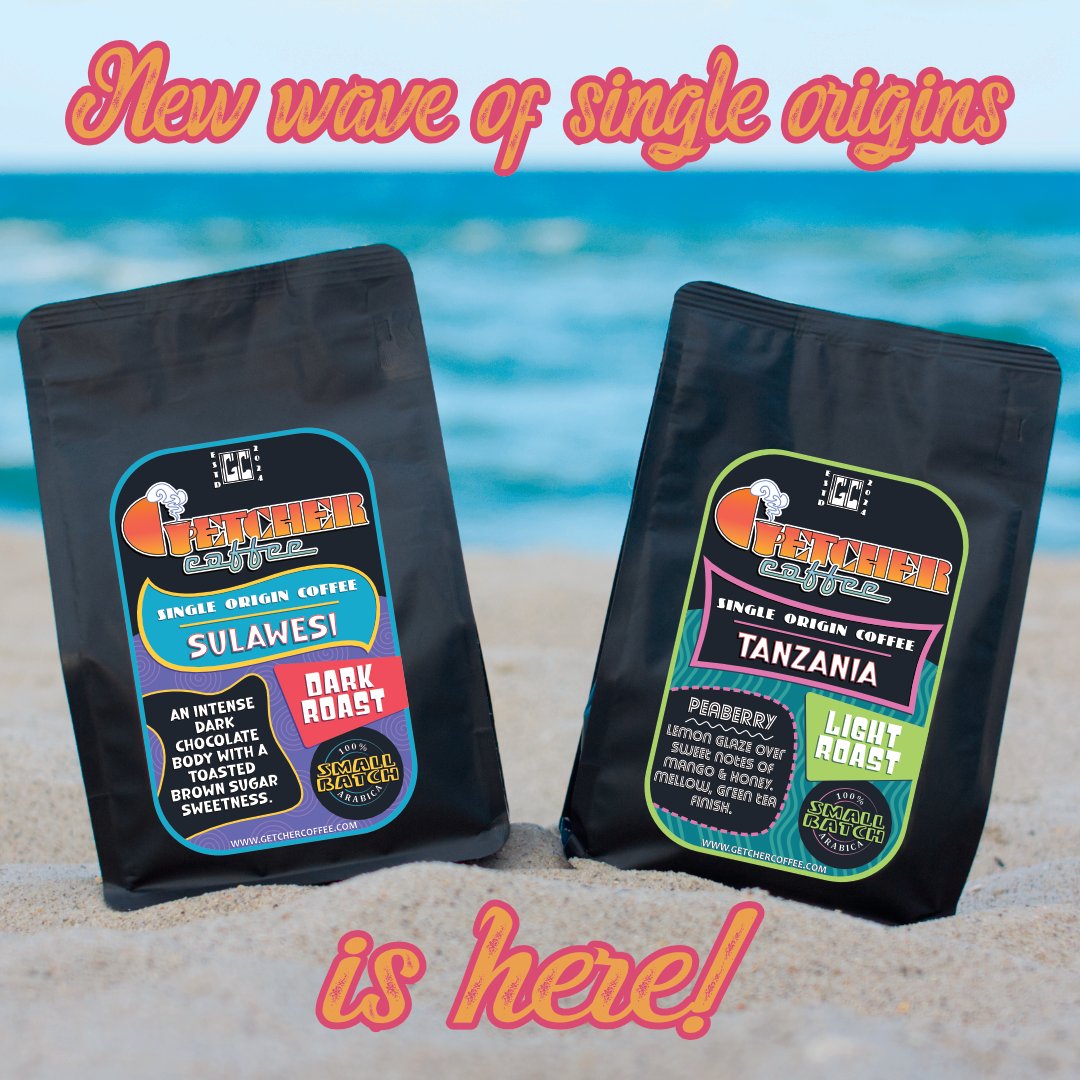 GetcherCoffee's tweet photo. Look what just washed up on the shore! Our new single origin coffees Sulawesi &amp; Tanzania Peaberry are now available. Catch us at the Ruston Farmer's Market tomorrow from 9am-1pm where you can buy our pour-over &amp; coffee bags.
#rustonla #farmersmarket https://t.co/6wx6XfE9Xm