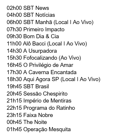 MrsCronos's tweet photo. Acho que agora, após as novas notícias - a grade vai ficando assim.

Mesmo horário local e chegada do #AquiAgora // uma mexicana - uma arrasta quarteirão pra salvar a #ACavernaEncantada; 

A noite, uma trama inédita. Em dúvida entre, 20h45 ou 21h15; https://t.co/dtaWmSVHbO