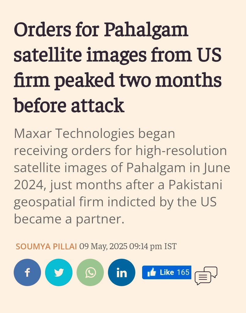 DeepikaBhardwaj's tweet photo. This brilliant story by @soumya_pillai leaves little to doubt as to who was behind the #PahalgamTerrorAttack 

I hope Indian Govt takes it up strongly with Maxar &amp; gets to the bottom of this as this is most evident proof of Pakistan's direct involvement 

https://t.co/LDVIfEwFDe https://t.co/YiiutEqkAA