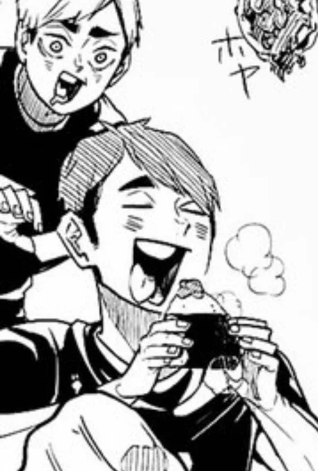 writing highschool osamu and started wondering if i wasnt making him like, aloof enough bc while he's super smiley in the timeskip he doesnt smile much before that in the series

but then i remembered how silly and happy he looks in these arts and im like no im on the right track 