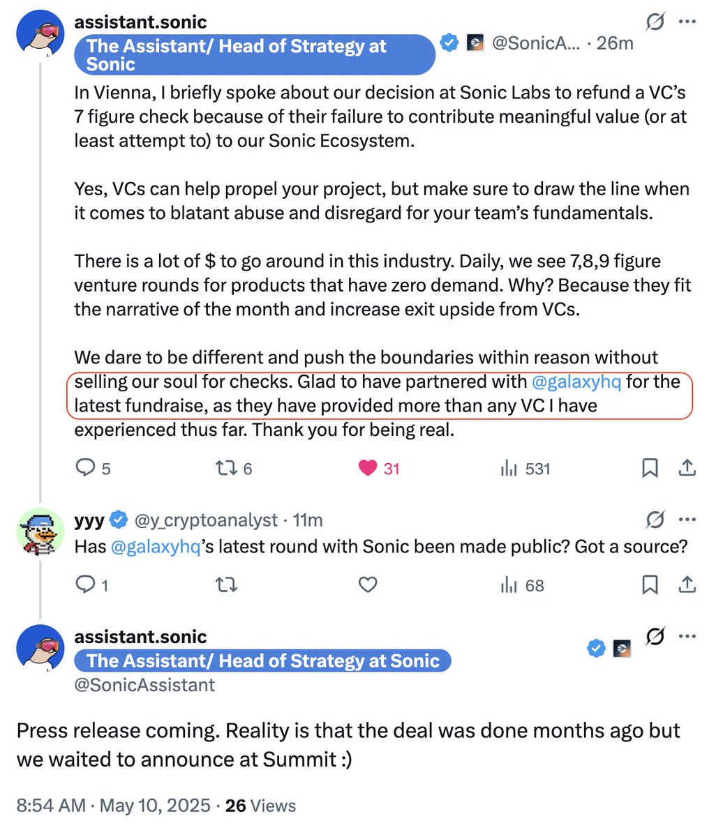 yyy (@y_cryptoanalyst) on Twitter photo 看样子 <a href="/SonicLabs/">Sonic Labs</a> 应该还有一轮 <a href="/galaxyhq/">Galaxy</a> 风投的融资没有公布。
基本可以确定不是刚公布的1000万美元战略轮,因为这轮没有出现Galaxy 这家机构。
据索尼克策略主管 <a href="/SonicAssistant/">assistant.sonic</a> 所说,这轮融资会在Summit 公布,金额比较大(我猜测在3000万美元以上)。
这部分应该就是OTC 看样子 <a href="/SonicLabs/">Sonic Labs</a> 应该还有一轮 <a href="/galaxyhq/">Galaxy</a> 风投的融资没有公布。
基本可以确定不是刚公布的1000万美元战略轮,因为这轮没有出现Galaxy 这家机构。
据索尼克策略主管 <a href="/SonicAssistant/">assistant.sonic</a> 所说,这轮融资会在Summit 公布,金额比较大(我猜测在3000万美元以上)。
这部分应该就是OTC
