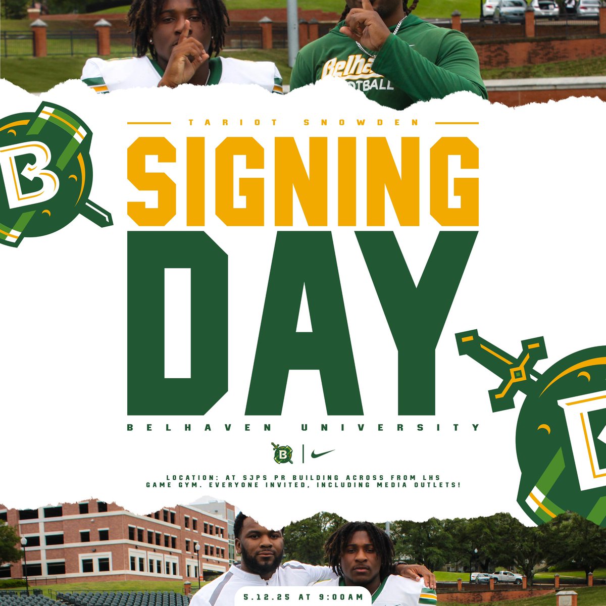 Tariot “lotty” Snowden (@tariotsnowden8) on Twitter photo Blessed to be signing with Belhaven football!! Ready to get to work!! <a href="/Brade_Ice/">Bradley Foley</a> <a href="/BelhavenFB/">Belhaven Football</a> <a href="/CoachTySharkNix/">Ty Nix</a> <a href="/Coach_CDN2/">CJ Nightingale</a>
<a href="/CadeWorsham/">Cade Worsham</a> <a href="/LutcherFootball/">Lutcher Football</a> <a href="/CoachDaigleLHS/">Chris Daigle</a> <a href="/Coach_D_Jenkins/">Dwain Jenkins</a> Blessed to be signing with Belhaven football!! Ready to get to work!! <a href="/Brade_Ice/">Bradley Foley</a> <a href="/BelhavenFB/">Belhaven Football</a> <a href="/CoachTySharkNix/">Ty Nix</a> <a href="/Coach_CDN2/">CJ Nightingale</a>
<a href="/CadeWorsham/">Cade Worsham</a> <a href="/LutcherFootball/">Lutcher Football</a> <a href="/CoachDaigleLHS/">Chris Daigle</a> <a href="/Coach_D_Jenkins/">Dwain Jenkins</a>