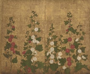 こちらは、重要文化財「孔雀立葵図屏風（尾形光琳筆 アーティゾン