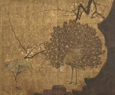 こちらは、重要文化財「孔雀立葵図屏風（尾形光琳筆 アーティゾン
