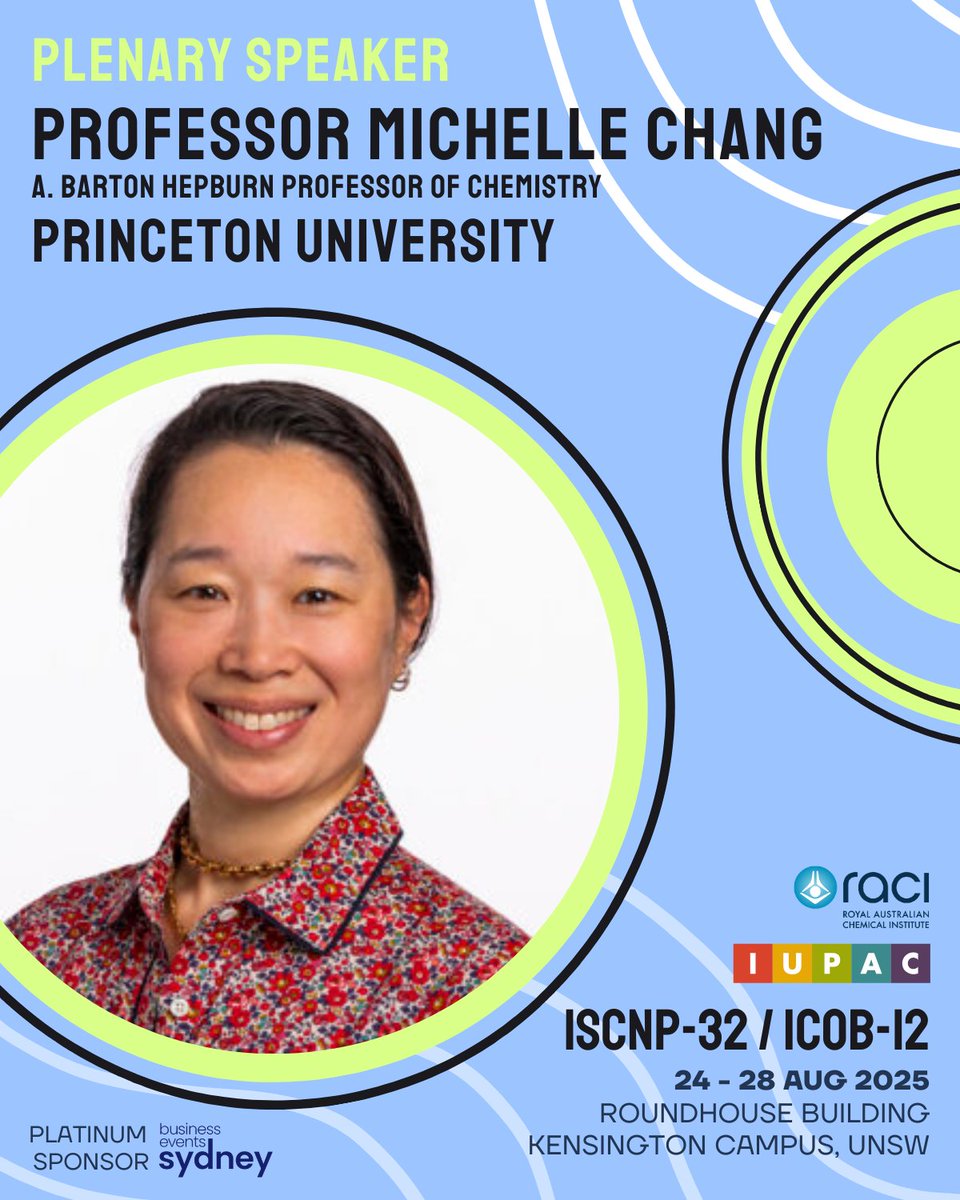 RACInational's tweet photo. πΏπ¬ Excited to have Prof. Michelle Chang at #ISCNP32 #ICOB12! Renowned for chemical biology & synthetic chemistry. π
24-28 Aug 2025 | UNSW π https://t.co/JaMh4SBRjR https://t.co/J98VppUR8W