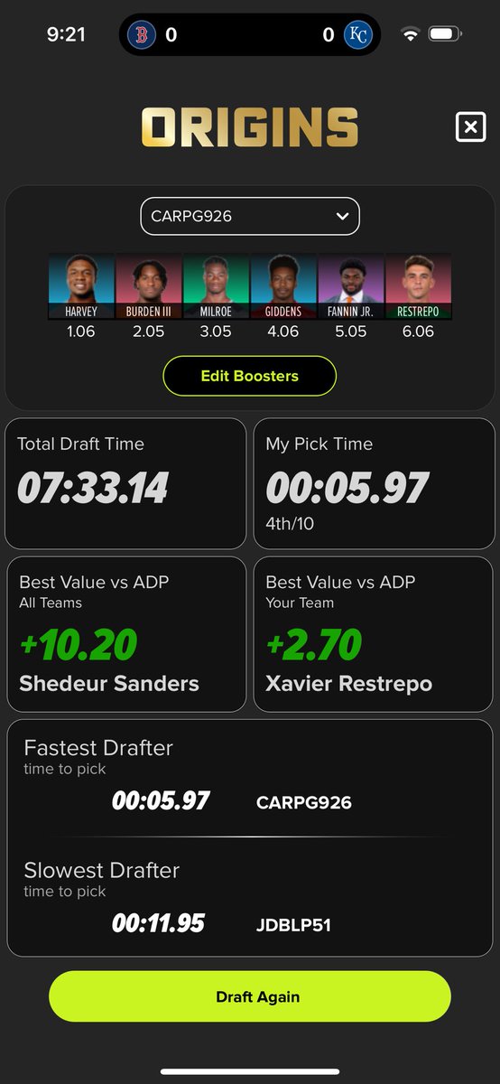 <a href="/rotobuzzguy/">Howard Bender</a> <a href="/FFMuzio/">Billy Muzio</a> <a href="/fastdraftapp/">FastDraft Fantasy</a> That’s the kind of draft addiction we all need.  Seems good now thanks