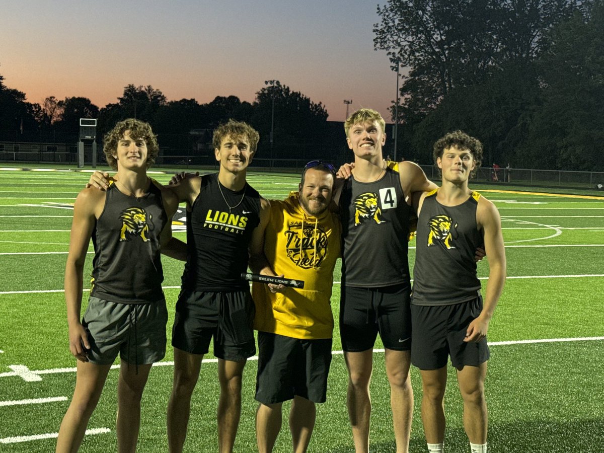 Salem Lions News Network (@lyonlowdown) on Twitter photo Congratulations to the Lions 4x400 meter relay team! They just broke the school record at Clarksville tonight with a time of 3:29:29.
<a href="/SalemLions/">Salem High School</a> <a href="/LionsAthDept/">Salem Lions</a> <a href="/MSConference/">Mid-Southern Conference</a> <a href="/SalemComSchools/">Salem Community Schools</a> Congratulations to the Lions 4x400 meter relay team! They just broke the school record at Clarksville tonight with a time of 3:29:29.
<a href="/SalemLions/">Salem High School</a> <a href="/LionsAthDept/">Salem Lions</a> <a href="/MSConference/">Mid-Southern Conference</a> <a href="/SalemComSchools/">Salem Community Schools</a>