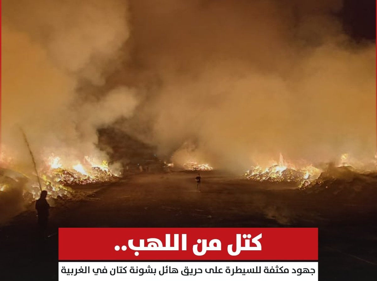 300 فدان كتان أتحرقوا والسبب مجهول
حريقان يلتهمان محصول 300 فدان بالغربية ويصيبان 28 شخصًا والمحافظة تعلن حالة الطوارئ والحماية المدنية تستعين بـ25 سيارة إطفاء للسيطرة على الوضع
