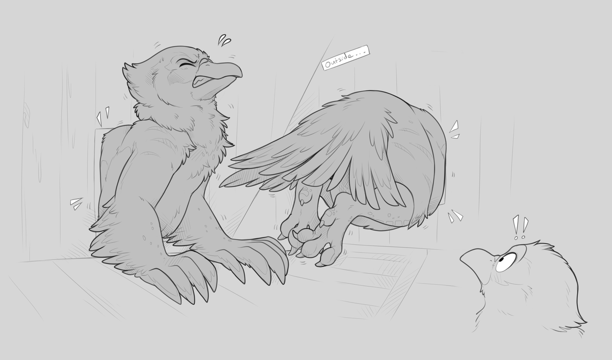 FoxwoodInn's tweet photo. Faisan had hoped to celebrate Fat Bird Week here in Wisconsin all week long, but it looks like he'll be lucky to make it in time for Friday! As you can see, he got a bit held up.
Sketch by @Keihound
#fatbirdweek https://t.co/szAUTK2RTB