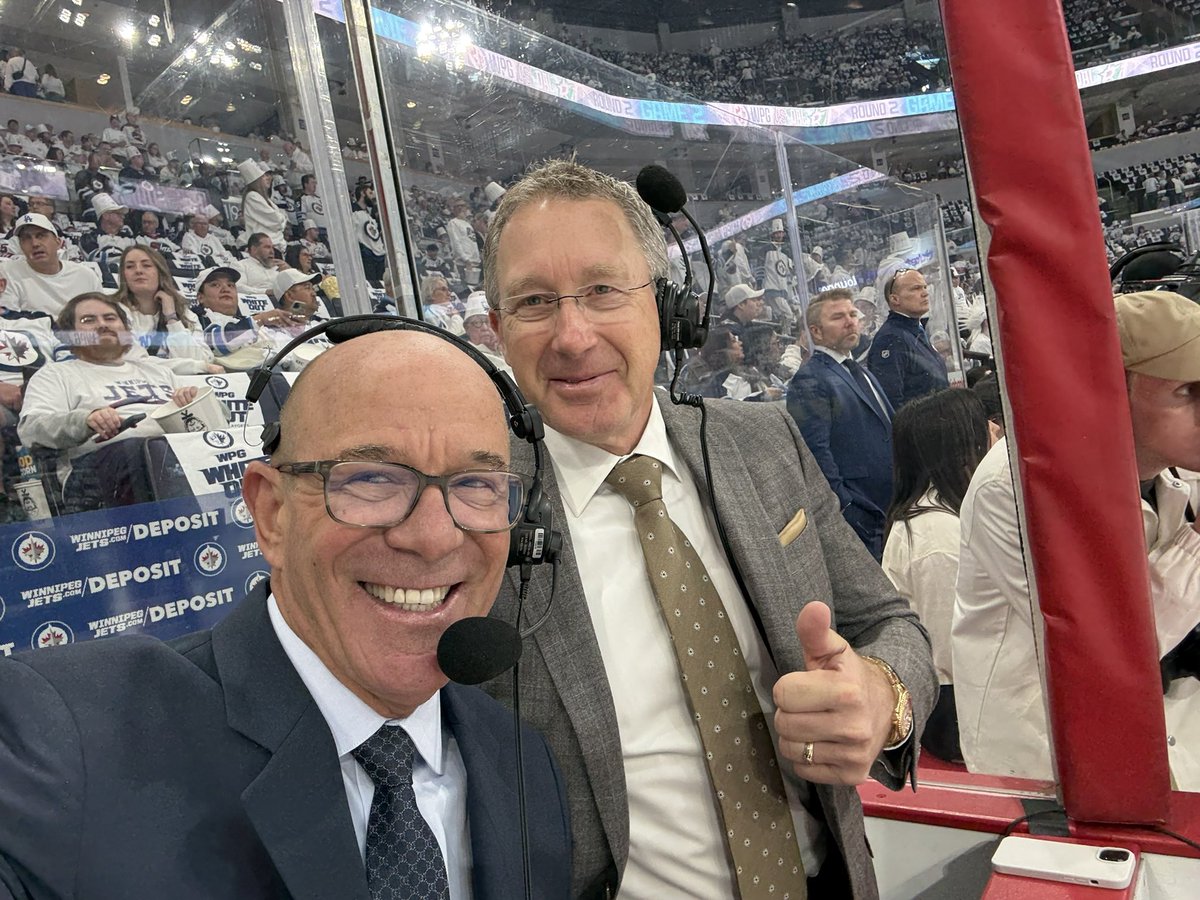 Panger40's tweet image. Game 2 with the @NHLJets and @DallasStars in Winnipeg on @NHL_On_TNT with @brendanmburke and Easy hop to the BTB position and good to see my old Ottawa friend and teammate Gary Galley alongside. He does great work with @Sportsnet