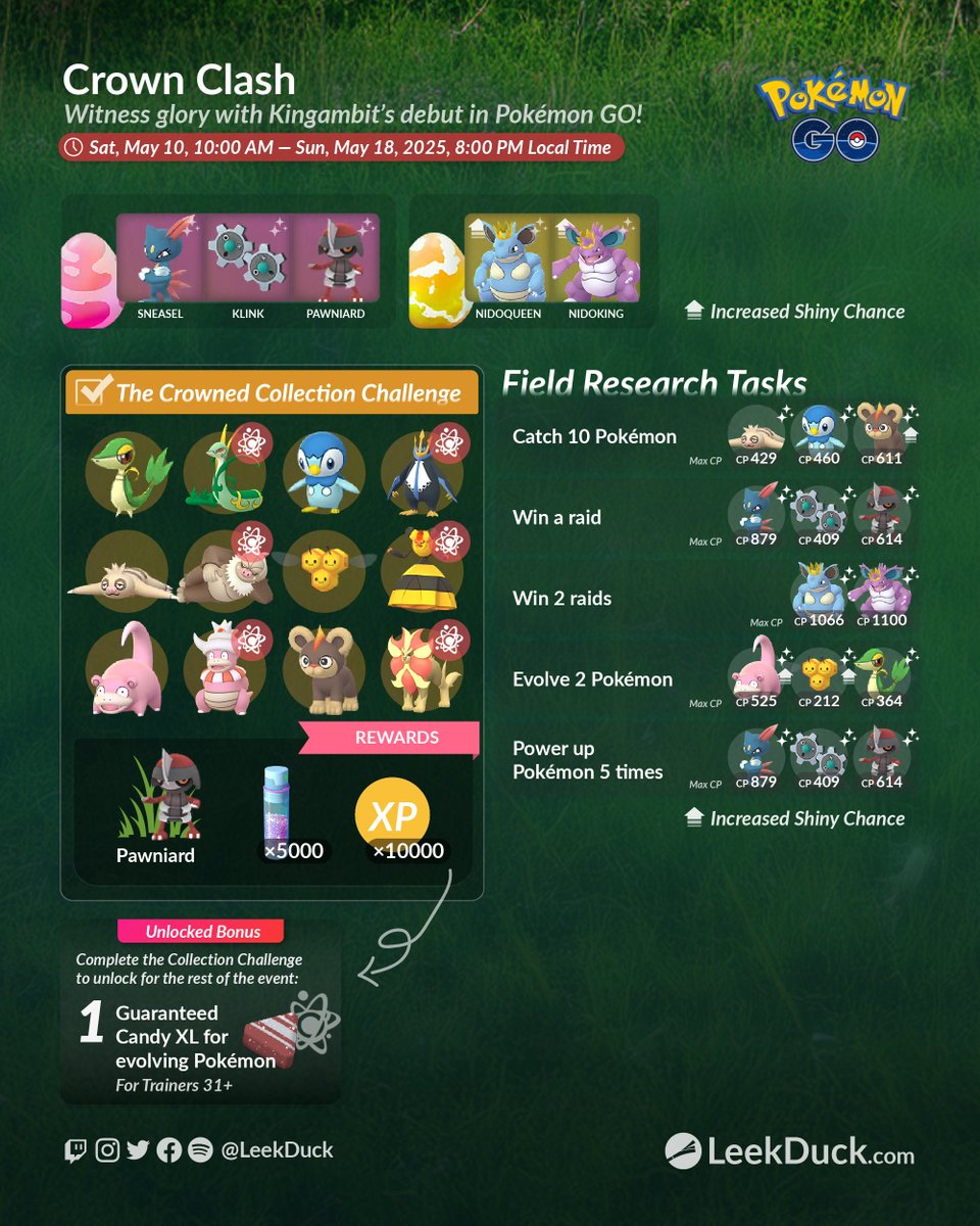 Crown Clash Event in Pokémon GO 

Full Details: leekduck.com/events/crown-c…
