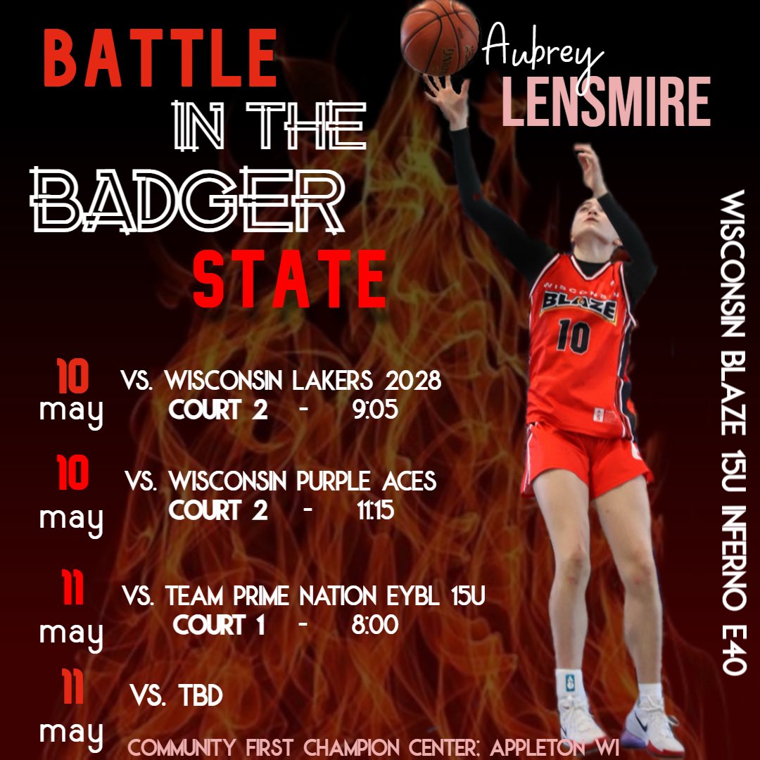 Aubrey Lensmire (@aubreylensmire) on Twitter photo Hereβs my schedule for this weekend, come watch in Appleton!@WisconsinBlaze <a href="/WIBlazeInferno/">WI Blaze Inferno Girls</a> <a href="/LisaMVanWyk/">Lisa Van Wyk</a> <a href="/BradyJ_Peterson/">Brady Petersonπ΅π·</a> Hereβs my schedule for this weekend, come watch in Appleton!@WisconsinBlaze <a href="/WIBlazeInferno/">WI Blaze Inferno Girls</a> <a href="/LisaMVanWyk/">Lisa Van Wyk</a> <a href="/BradyJ_Peterson/">Brady Petersonπ΅π·</a>