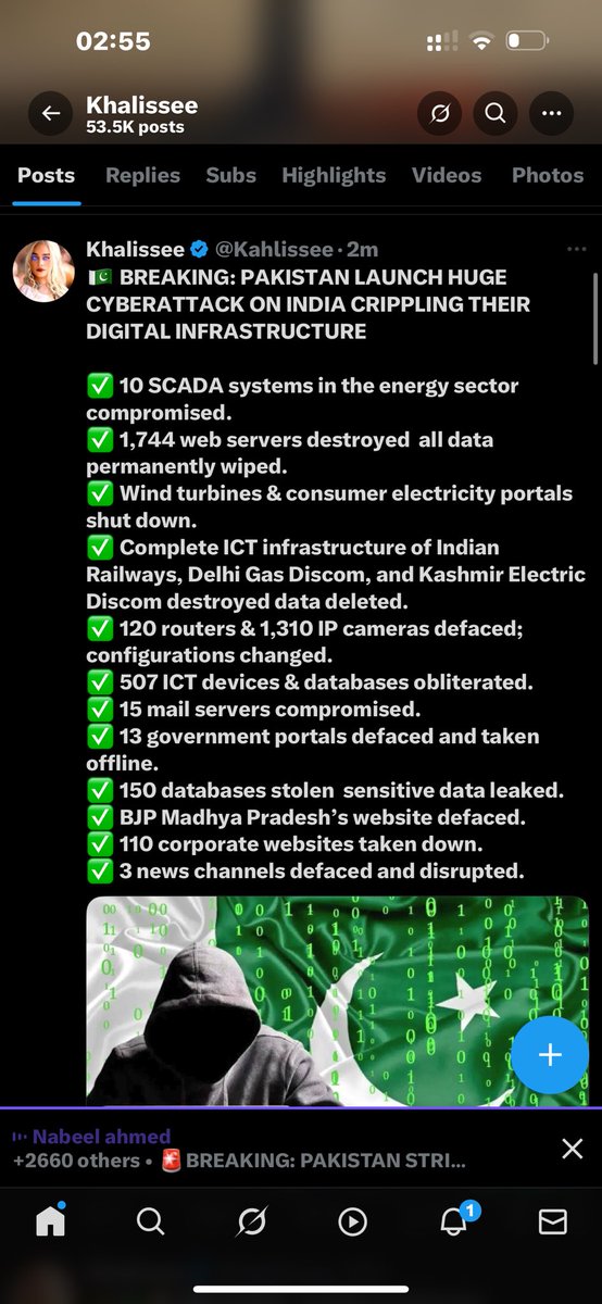 iamssinghuk's tweet photo. @AsYouNotWish A space currently running is claiming Pakistan have struck India through Cyber Attack. https://t.co/2j9PiNdII7