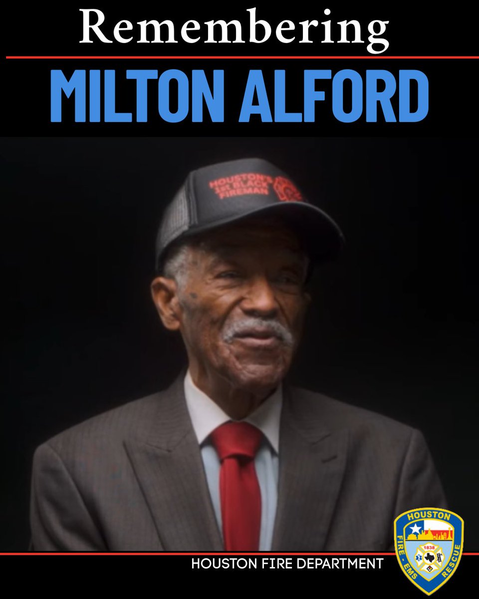 Milton Alford, HFD’s first Black firefighter, has died. Please join us in honoring his memory and supporting his loved ones.

Read more— mailchi.mp/houstontx/milt…