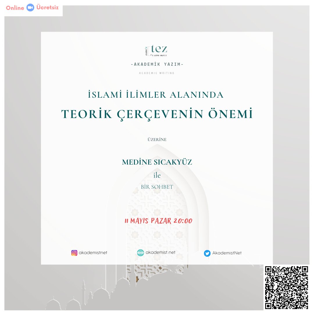 Akademİst (@akademistnet) on Twitter photo 📢Bu Pazar 🕌 “İslami İlimler Alanında Teorik Çerçevenin Önemi” üzerine
<a href="/medinesicakyuz/">Medine Sıcakyüz</a> ile bir sohbet yapacağız.
📅 11 Mayıs Pazar
🕗 20:00
💻 Online & Ücretsiz
Not: Geçen hafta teknik bir sorun sebebiyle gerçekleştiremediğimiz seminer bu hafta yapılacak.
Ücretsiz katılım 📢Bu Pazar 🕌 “İslami İlimler Alanında Teorik Çerçevenin Önemi” üzerine
<a href="/medinesicakyuz/">Medine Sıcakyüz</a> ile bir sohbet yapacağız.
📅 11 Mayıs Pazar
🕗 20:00
💻 Online & Ücretsiz
Not: Geçen hafta teknik bir sorun sebebiyle gerçekleştiremediğimiz seminer bu hafta yapılacak.
Ücretsiz katılım