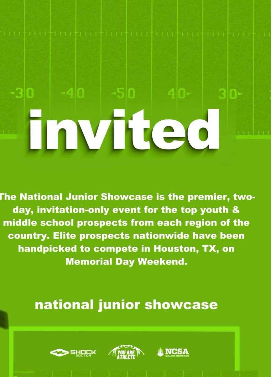 Greatful to receive any official invite to the <a href="/RoadToHouston/">All-American Showcase</a>
<a href="/Marchen44/">On Da Marc Sports🏈</a> <a href="/Coach__OMalley/">Coach O’Malley</a> <a href="/coachH2bwill/">Brandon Williams</a> <a href="/CoachDDudley/">Dallas Dudley</a> <a href="/PrepRedzoneNext/">Prep Redzone 𝙉𝙀𝙓𝙏 🏈</a> <a href="/PrepRedzoneTX/">Prep Redzone Texas</a> <a href="/TexasTopTalent_/">Texas Top Talent</a> <a href="/CoachSidKrish/">Sid Krishnamurthi</a>
