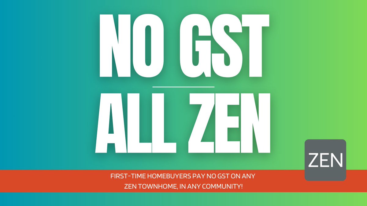 First-time homebuyer? You’re in luck. For a limited time, pay NO GST when you buy any #ZENTownhome at any ZEN community — starting now!

That’s thousands of dollars back in your pocket — plus the comfort and efficiency of a high-performance ZEN home. avalonhomes.com