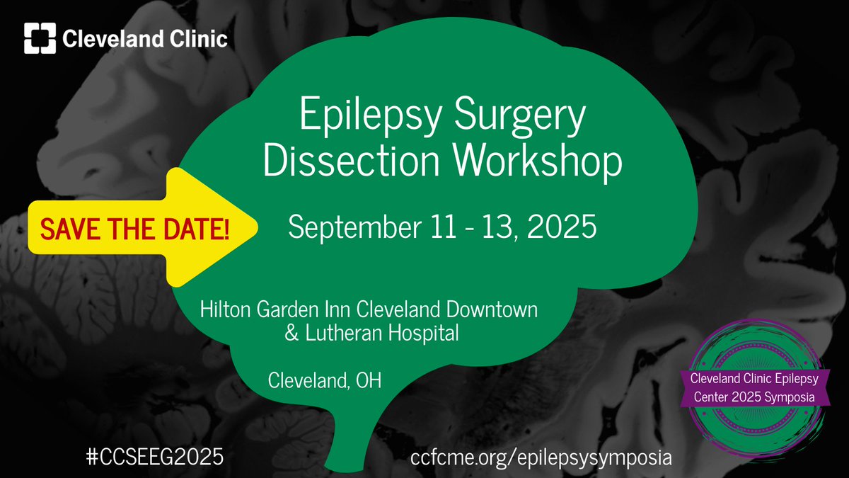 Save the date for our 2025 #ClevelandClinic #Epilepsy Symposia, featuring a concomitant #SEEG Course &amp; #EpilepsySurgery Dissection Workshop!

Advancing the frontier of epilepsy care for our patients &amp; their families. Pls circulate widely!

#neurosurgery #neurology #stereoEEG