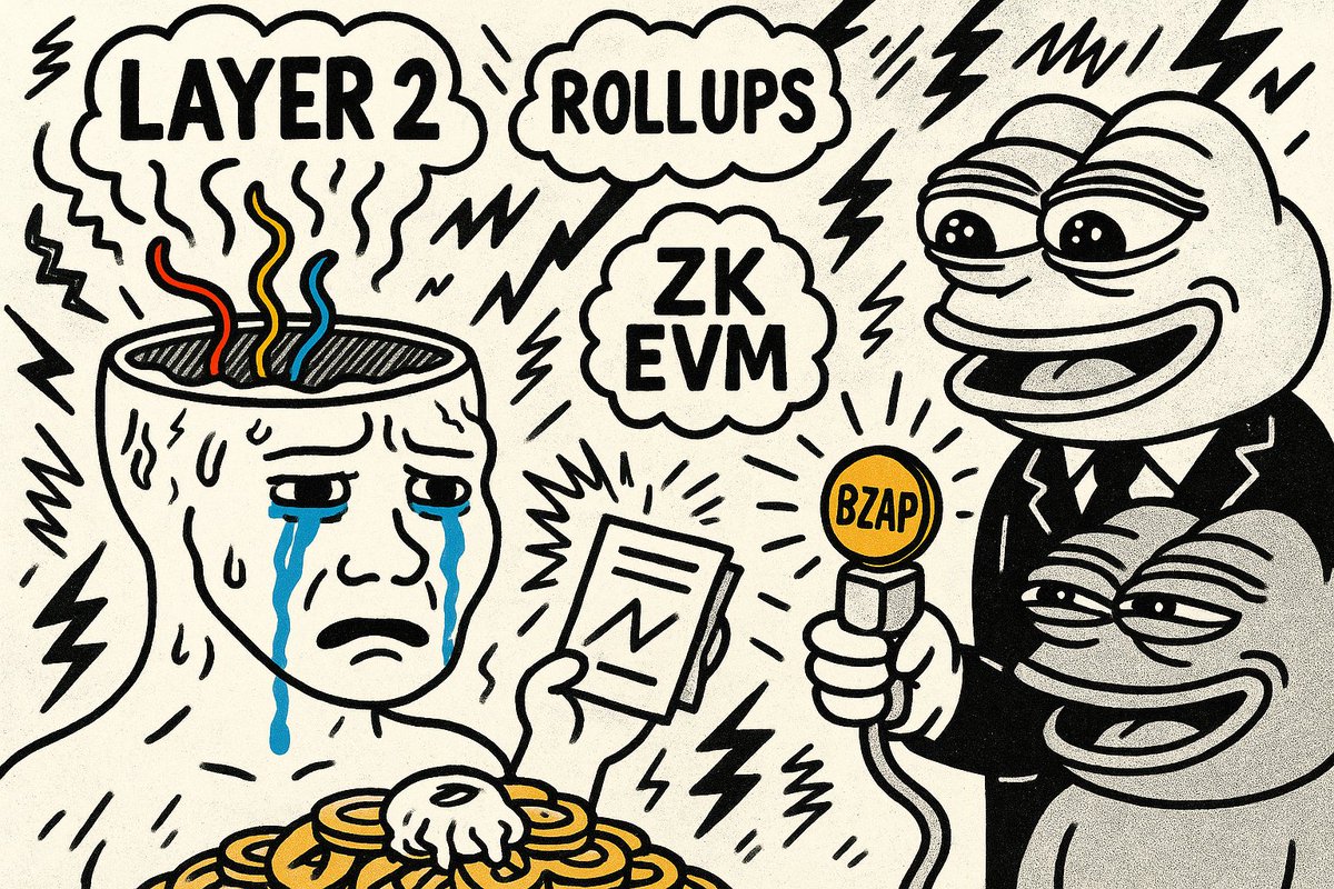 “Just bridge from OP to zkSync via Base then wrap on Starknet.”

Wojak short-circuited.
Pepe handed him a plug: “Just zap in.”
#BZAP #TooManyLayers #MemeWarDay3 #BrainFried #OnchainMadness