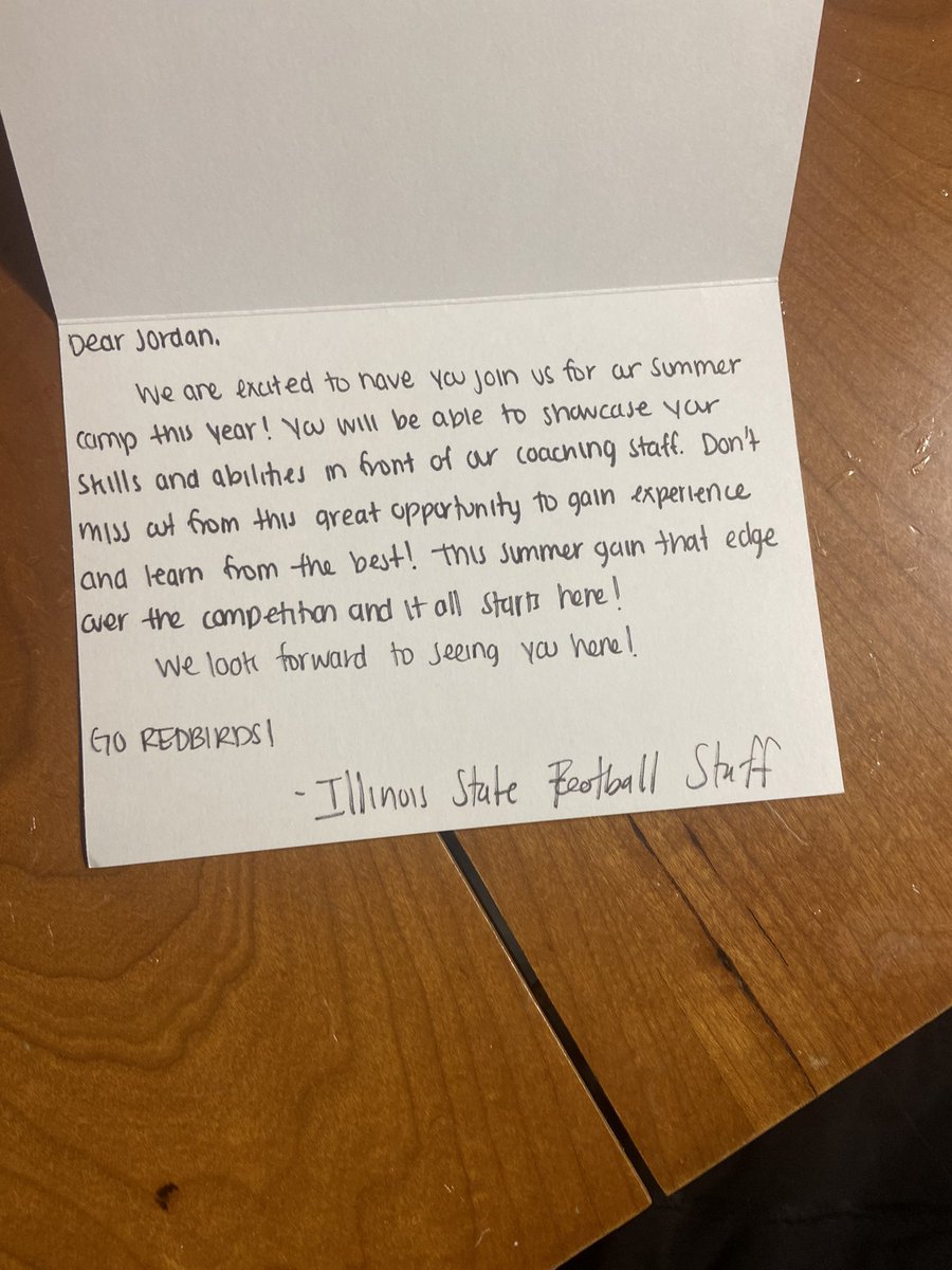 Jordan collins (@jordan_c52) on Twitter photo Thank you <a href="/RedbirdFB/">Illinois State Football</a> for the hand written letter looking forward to heading over June 28th
<a href="/PHS_Football/">Palatine HS Football</a> <a href="/sixstarfootball/">Six Star Football | PLUS+</a> <a href="/ODFBall/">Offense🏈Defense</a> <a href="/CoachChris_Roll/">Coach Chris Roll</a> <a href="/JoshBostick8/">Coach Bostick</a> Thank you <a href="/RedbirdFB/">Illinois State Football</a> for the hand written letter looking forward to heading over June 28th
<a href="/PHS_Football/">Palatine HS Football</a> <a href="/sixstarfootball/">Six Star Football | PLUS+</a> <a href="/ODFBall/">Offense🏈Defense</a> <a href="/CoachChris_Roll/">Coach Chris Roll</a> <a href="/JoshBostick8/">Coach Bostick</a>