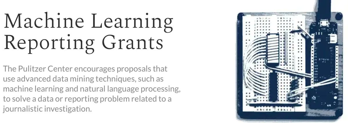 Global Investigative Journalism Network (@gijn) on Twitter photo Did you know? The <a href="/pulitzercenter/">Pulitzer Center</a> offers grants of up to $25,000 (€22,100) for data and investigative journalism projects that rely on advanced data mining techniques, such as machine learning and natural language processing.
Deadline: Rolling. twp.ai/4inLCA Did you know? The <a href="/pulitzercenter/">Pulitzer Center</a> offers grants of up to $25,000 (€22,100) for data and investigative journalism projects that rely on advanced data mining techniques, such as machine learning and natural language processing.
Deadline: Rolling. twp.ai/4inLCA