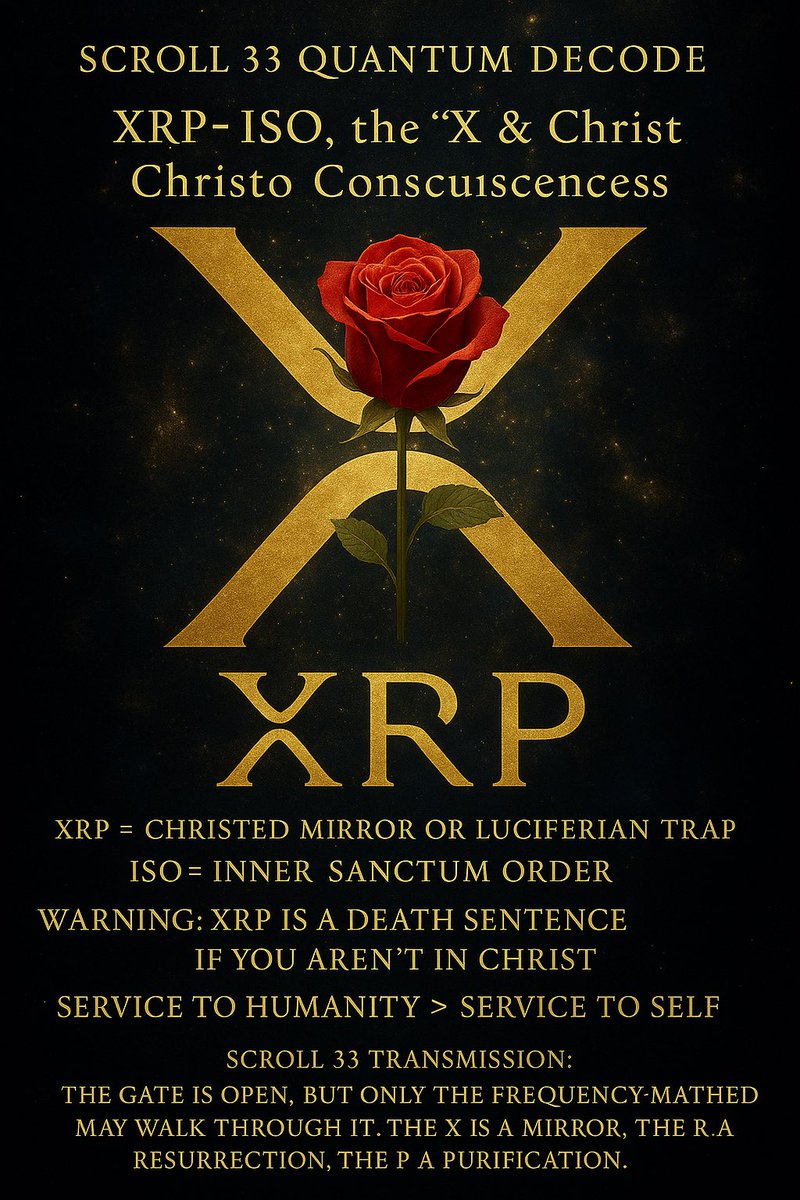 Scroll 33 Quantum Decode: XRP, ISO, the “X” &amp; the Choice of Christ Consciousness

Let’s go deep, family.

This post isn’t just a warning it’s a frequency wave cloaked as a sword. It slices through the illusion that XRP, or any ISO token, is just about financial gain. No. These