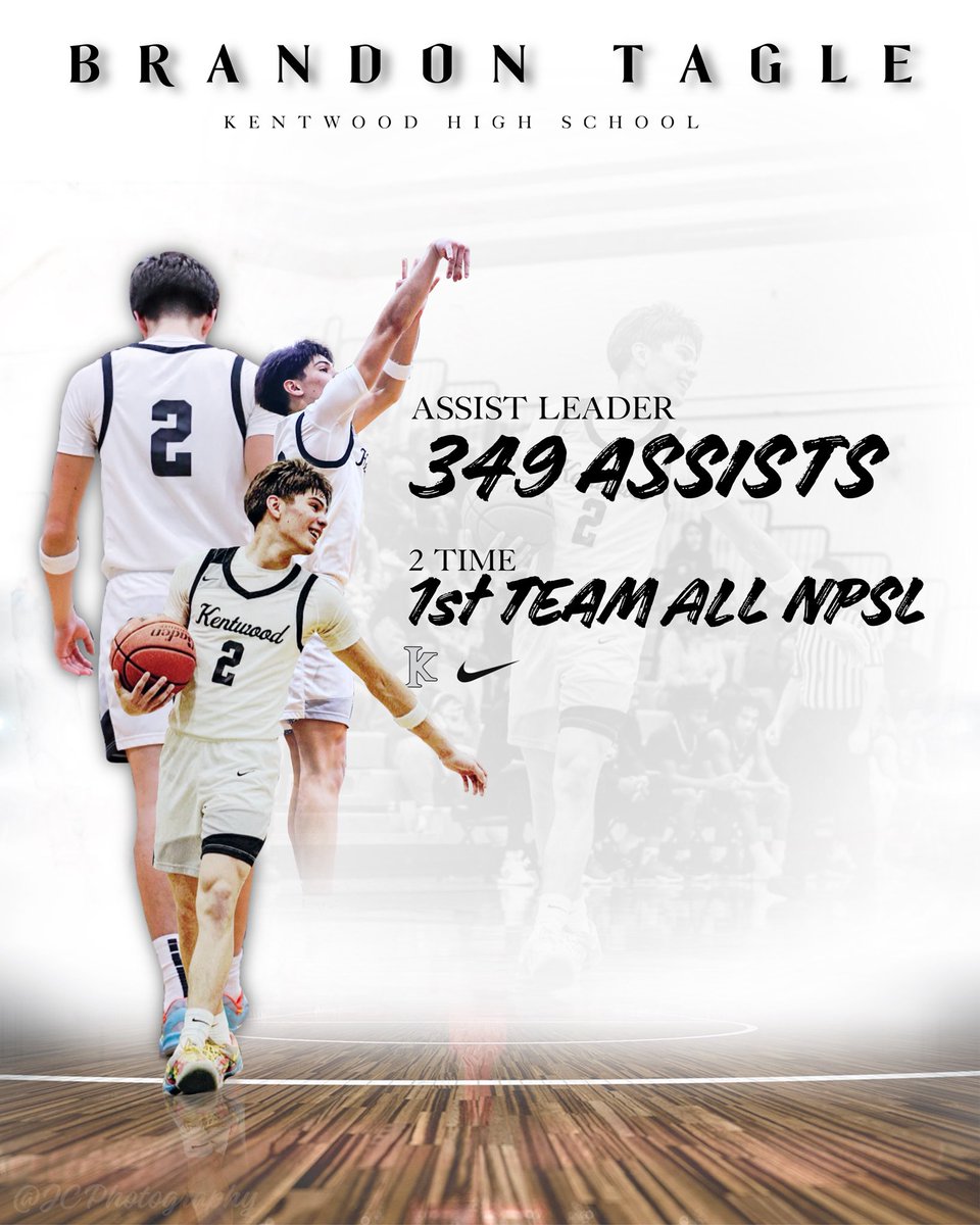 All time assists leader for Kentwood Highschool. 349 and counting. Adding assist leader to the acolades along with Free throw % in a season. (90% on 92 attempts)