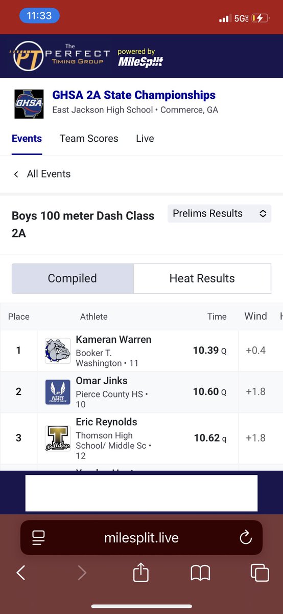 New PR 10.39 in the Prelims see yall in the final tmr #AGTG✝️