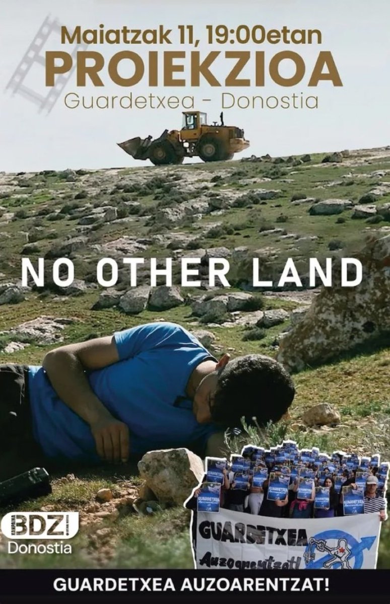 Igande honetan Guardetxean "NO OTHER LAND" dokumentala ikusteko aukera izango duzue, ez galdu aukera!
🇵🇸

<a href="/BDZ_Donostia/">BDZDonostia</a>