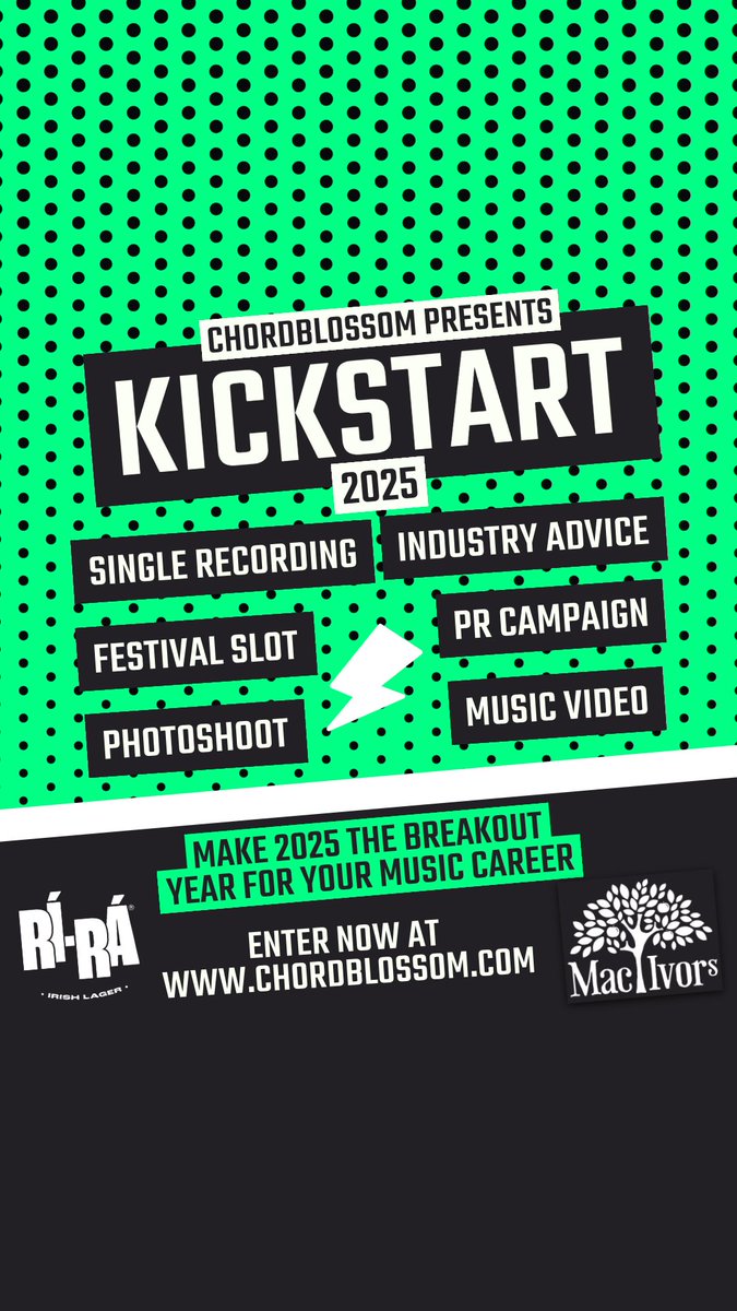 We love <a href="/Chordblossom/">Chordblossom</a>'s Kickstart competition and are thrilled to be a part of it. We will be offering the winner a full PR campaign for their new single. 

Deadline for entries is tomorrow at 5pm so if you're a band or musician from Northern Ireland get your entry in today.