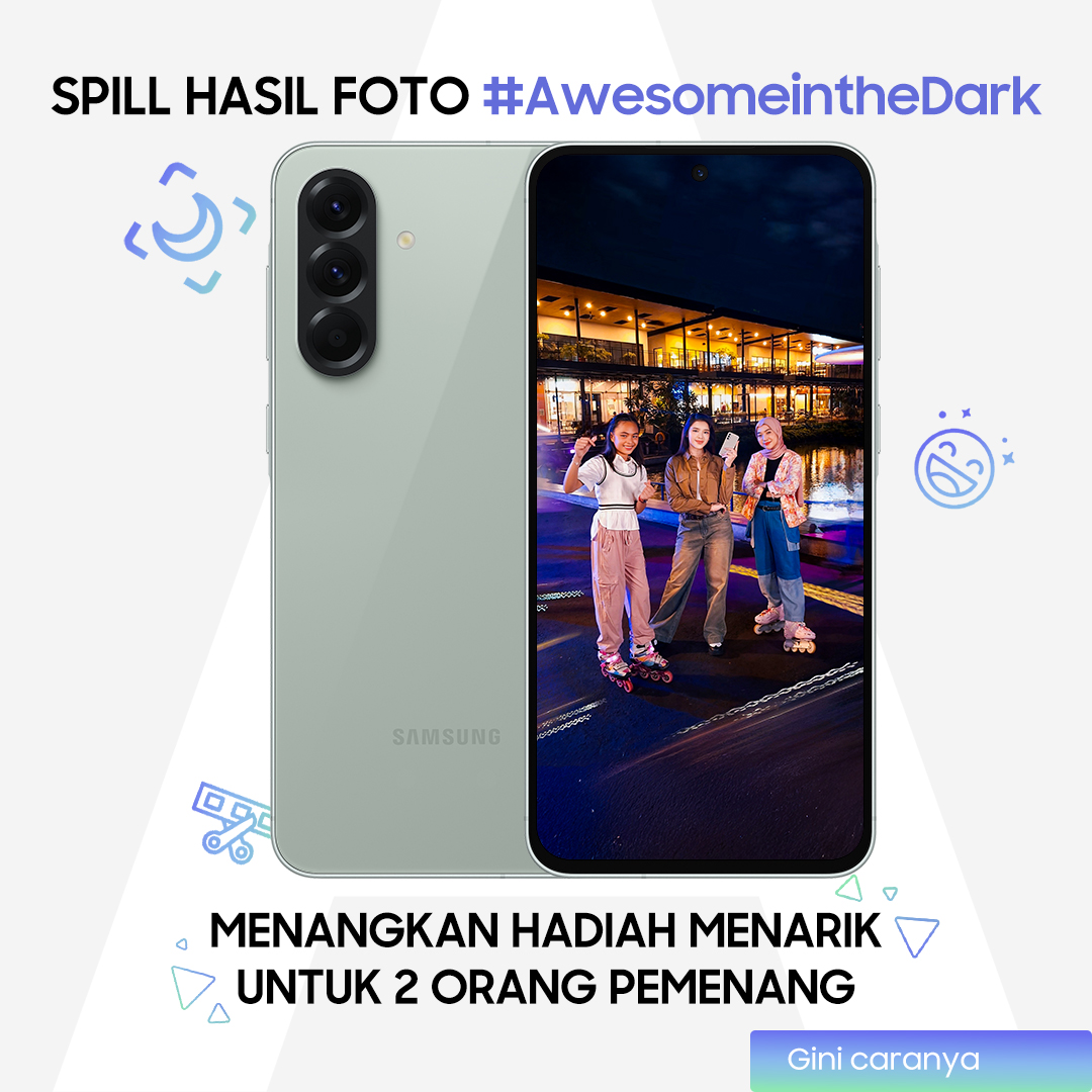 samsungID's tweet image. Ayo ikutan challenge #AwesomeintheDark &amp;amp; menangkan hadiah untuk 2 pemenang! 🎁🎉

Pemenang 1: Voucher trip senilai Rp5.000.000 + 1 unit #GalaxyA56 5G
Pemenang 2: 1 unit #GalaxyA56 5G

Pastikan kamu follow @SamsungID &amp;amp; akun tidak di-private, ya!

🗓️Periode sampai 19 Mei 2025‼️