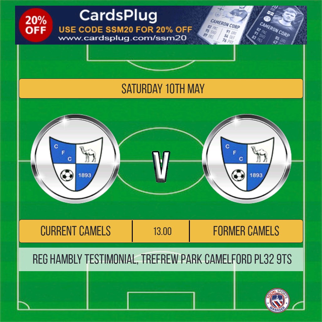 Today at 1.00pm is Reg Hambly's Testimonial. We look forward to seeing you there.🐪💙