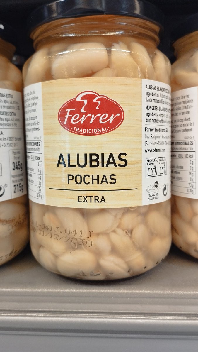 JoanMSerra's tweet photo. Perdoneu senyors de Ferrer, però per a mi "Alubias pochas" és swahili. Ja s'entén que són mongetes per la vista però, vosaltres que sou una empresa catalana, no podríeu etiquetar en català? https://t.co/qIWjK5iceo