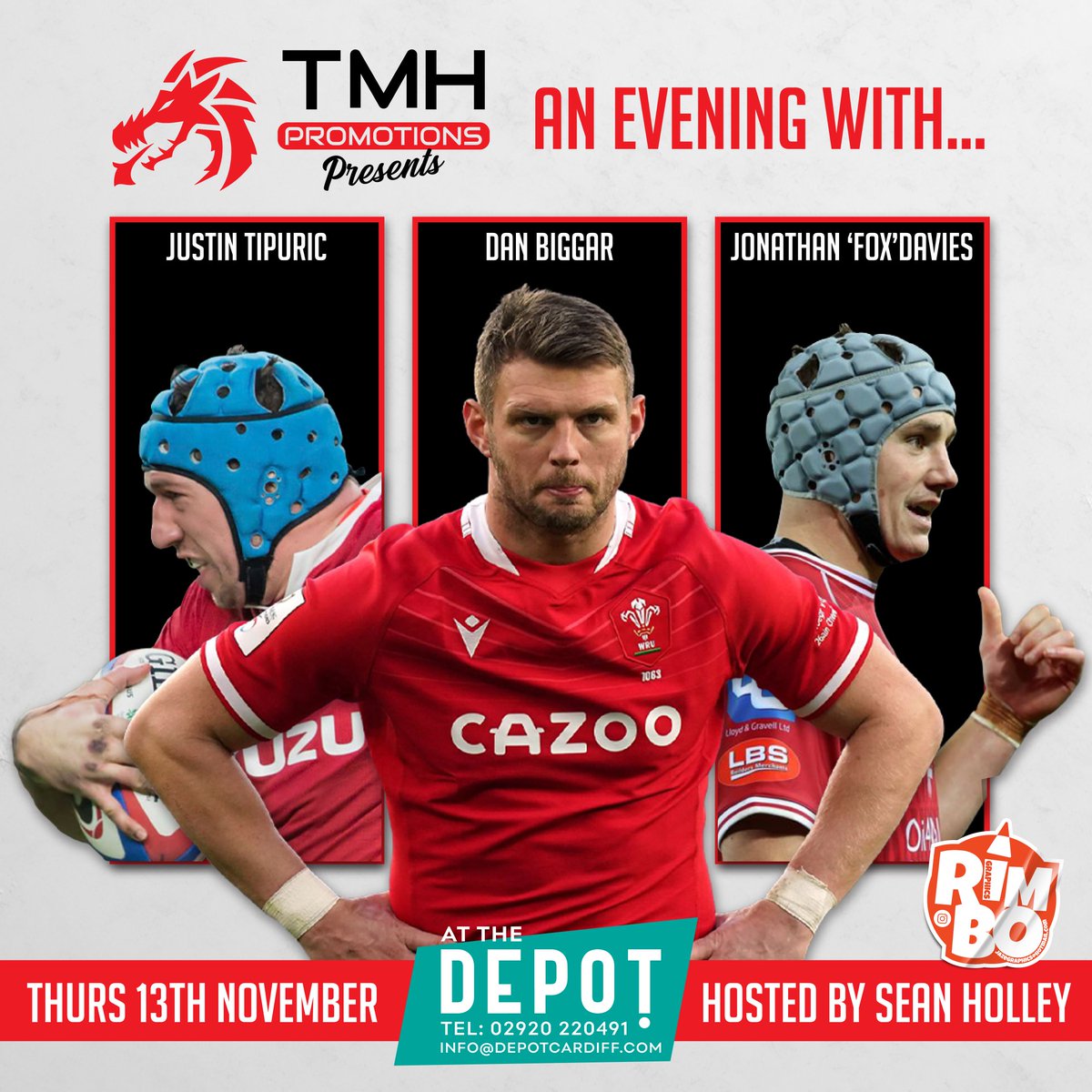 TMH PROMOTIONS (@promotionstmh) on Twitter photo **NEW SHOW ANNOUNCEMENT**
Excited to announce one of our biggest shows to date!!
๐๐ด๓ ง๓ ข๓ ท๓ ฌ๓ ณ๓ ฟ๐ฆ
An Evening with
Dan Biggar
<a href="/JonFoxDavies/">Jonathan Davies</a>
Justin Tipuric
Hosted by <a href="/_SeanHolley/">Sean Holley ๐ค๐บ๐๐๐ฅ๐๐ปโโ๏ธ</a>
<a href="/DepotCardiff/">DEPOT</a>
Thursday 13th November 25'
Tickets on sale Friday!! **NEW SHOW ANNOUNCEMENT**
Excited to announce one of our biggest shows to date!!
๐๐ด๓ ง๓ ข๓ ท๓ ฌ๓ ณ๓ ฟ๐ฆ
An Evening with
Dan Biggar
<a href="/JonFoxDavies/">Jonathan Davies</a>
Justin Tipuric
Hosted by <a href="/_SeanHolley/">Sean Holley ๐ค๐บ๐๐๐ฅ๐๐ปโโ๏ธ</a>
<a href="/DepotCardiff/">DEPOT</a>
Thursday 13th November 25'
Tickets on sale Friday!!