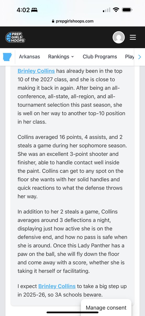 Brinley Collins (@brinleycollins) on Twitter photo What an honor and an amazing list of players to be on a list with. Especially my well deserving teammate <a href="/Jaceyhalitzka1/">@JaceyHalitzka#13</a> Thanks again <a href="/PGHArkansas/">Prep Girls Hoops Arkansas</a> !!! What an honor and an amazing list of players to be on a list with. Especially my well deserving teammate <a href="/Jaceyhalitzka1/">@JaceyHalitzka#13</a> Thanks again <a href="/PGHArkansas/">Prep Girls Hoops Arkansas</a> !!!