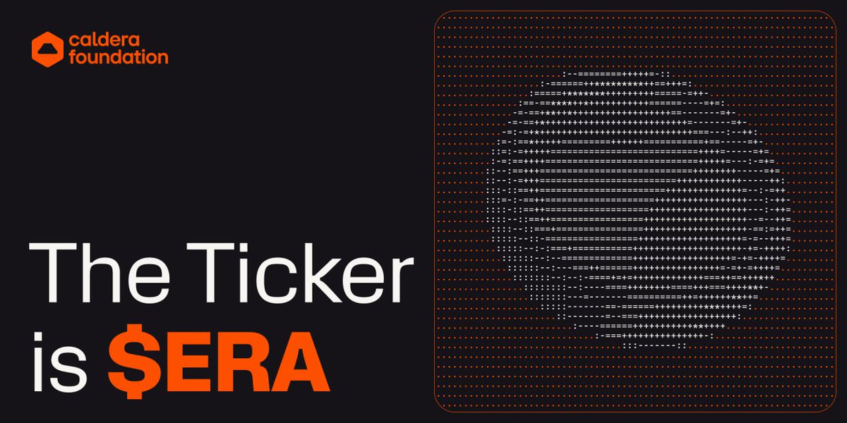 The ticker for <a href="/Calderaxyz/">Caldera</a> is $ERA
The ticker for <a href="/ikadotxyz/">Ika「🦑」</a> is $IKA

<a href="/GiveRep/">GiveRep</a> to both 

We are in for a great ride
