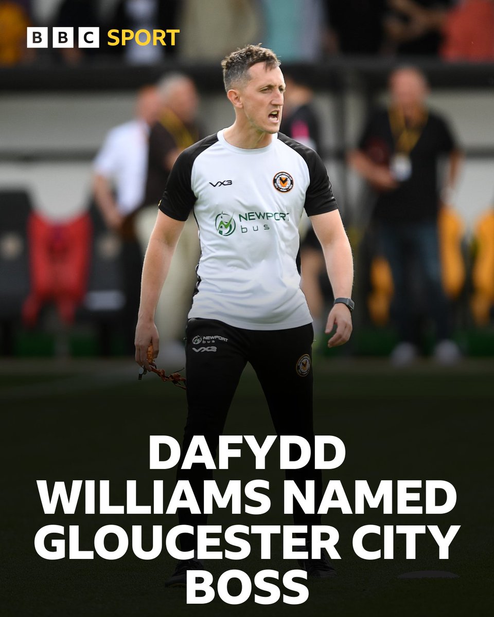 Newport County assistant boss Dafydd Williams, who was at the helm for two games following Nelson Jardim's exit, has been named the new manager of Southern League Premier Division South side Gloucester City ⚽️

#BBCFootball
