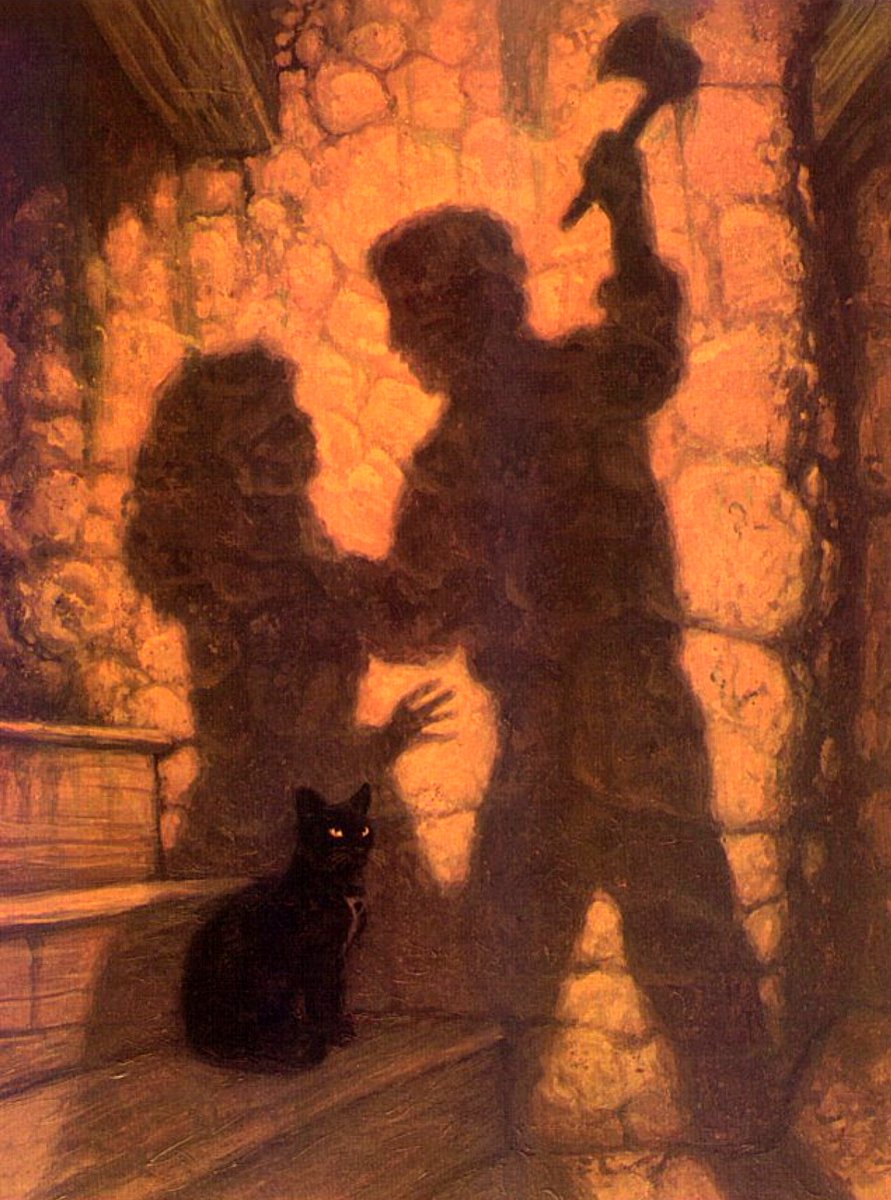 With my aversion to this cat, however, its partiality for myself seemed to increase.

📕The Black Cat, 1843 🐾
🖊️Edgar Allan Poe (US Writer) 🐾
🖼️The Black Cat (Inspired by Poe's Tell-Tale) 1986 🐾
🎨Greg Hildebrandt (New Jersey Based Artist) 🐾

#caturdayᓚᘏᗢ